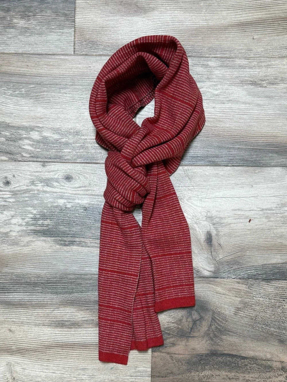 Banana Republic Red Striped Knit Scarf One Size Soft Wool Blend